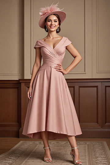 Dusty Rose A Line Midi Mother Of The Bride Dress
